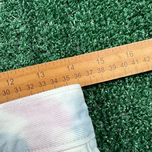 Levi's 501 White Cutoff Shorts Denim Jeans Button Fly 28x2.5" Pink Blue Dye - Picture 8 of 10